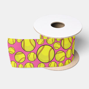 Ruban En Satin Rose dispersé du base-ball