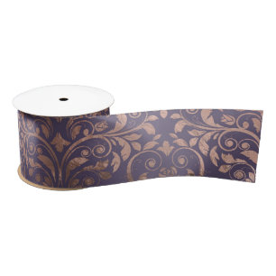 Ruban En Satin Rose Gold Glamour et Damassé Lavande