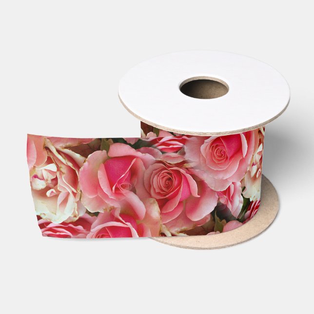 Ruban En Satin Rose Juxtapose (Bobine)