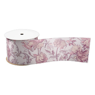 Ruban En Satin Rose Pâle Mauve Chinoiserie