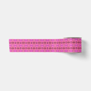 Ruban En Satin Rose Peach Black Art Déco Lattice Motif Anniversai