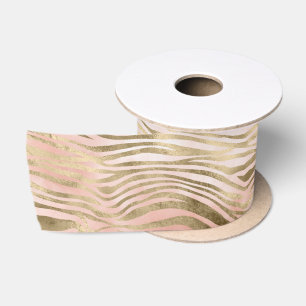 Ruban En Satin Rose rose Blush Gold Zebra Poster de animal