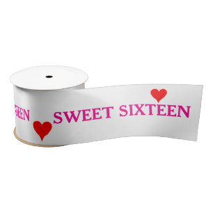 Ruban En Satin Rose Sweet Sixteen Cœurs Rouges