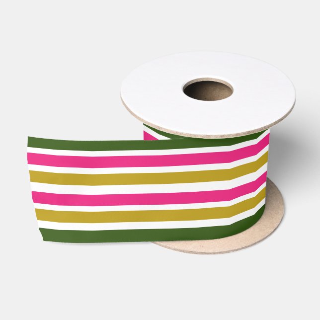 Ruban en satin rose vert or (Bobine)
