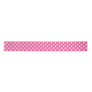 Ruban En Satin Rose White Stars Motif Décor
