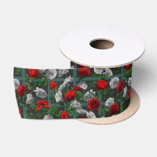 Ruban En Satin Roses floraux élégants rouges