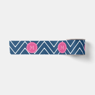 Ruban En Satin Roses indien, bleu marine Chevron   votre