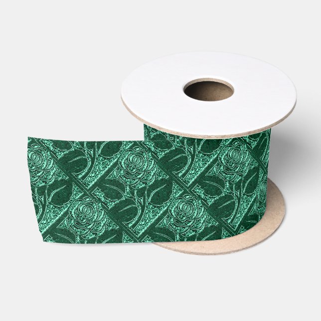 Ruban En Satin Roses métalliques 19-Jade Green-RIBBON SPOOL (Bobine)