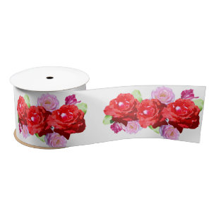 Ruban En Satin Roses Roses Roses Et Rouges,