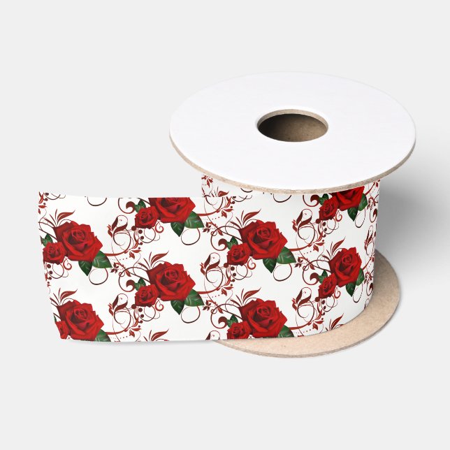 Ruban En Satin Roses Rouge Ruban Satin (Bobine)