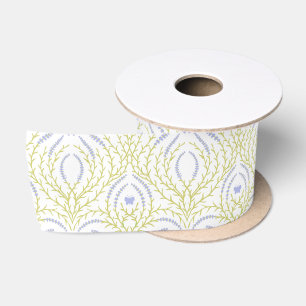 Ruban En Satin Roses sauvages et papillons /rose/vert pâle/jaune