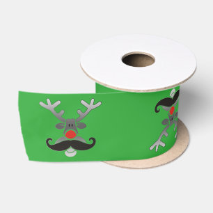 Ruban En Satin Roudolphe à nez rouge avec Moustache + votre idée
