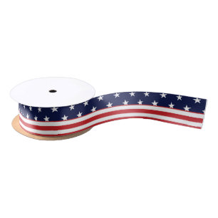 Ruban En Satin Rouge Blanc Bleu Étoiles & Stripes Indépendance Ru