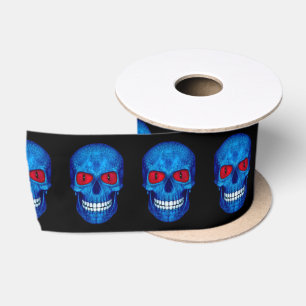 Ruban En Satin Rouge Blanc Bleu USA Zombie Skull Satin Ruban