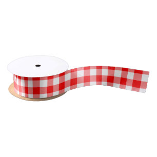 Ruban En Satin Rouge et blanc En vichy vérifié Plaid