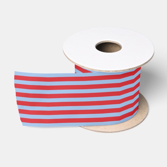 Ruban En Satin Rouge et bleu rayé (Bobine)