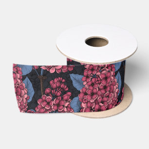 Ruban En Satin Rouge lilas sur bleu foncé