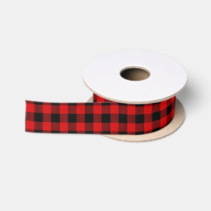 Ruban En Satin Rouge Noir Buffalo Carreaux Tartan Bûcheron Med