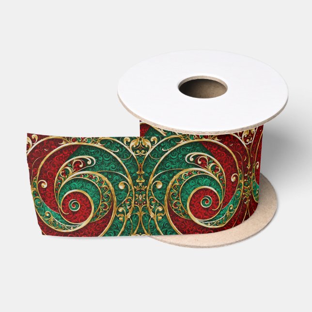 Ruban En Satin Rouge or vert Noël vacances Satin Ribbon (Bobine)