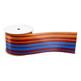Ruban En Satin Rouge Orange Bleu Design à Rayures Verticales