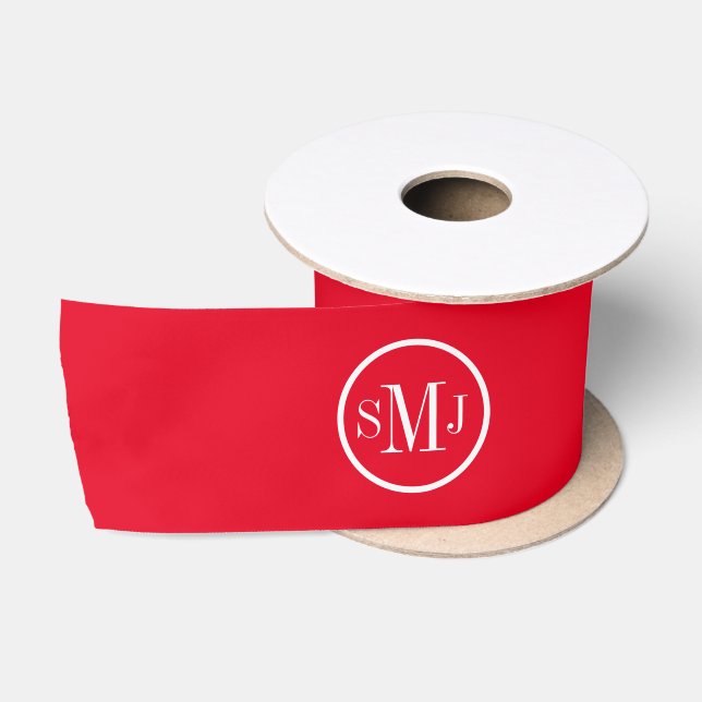 Ruban En Satin Rouge polychrome de monogramme de personnalisation (Bobine)