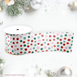Ruban En Satin Rouge, rose, vert Noël Soeur Confetti Ribbon