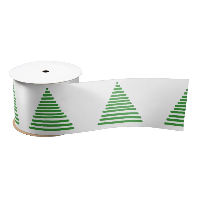 Ruban En Satin Ruban - Arbres Xmas de ligne graphique (Bobine)