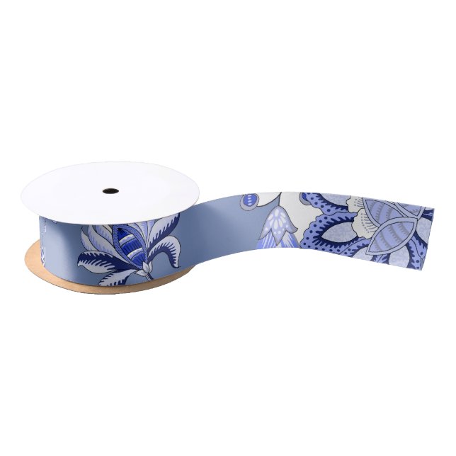 Ruban En Satin Ruban bleu de satin de chintz (Bobine)