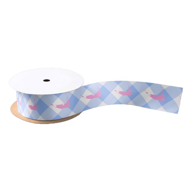 Ruban En Satin Ruban bleu nantucket en vichy satin (Bobine)