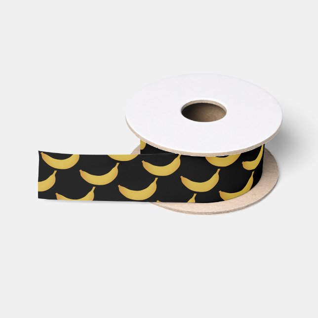 Ruban En Satin Ruban cadeau motif à la banane jaune en rouleau (Bobine)