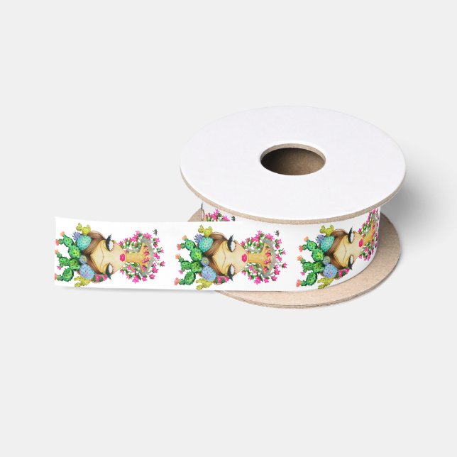 Ruban En Satin Ruban de cactus de Frida, verticale blanche (Bobine)