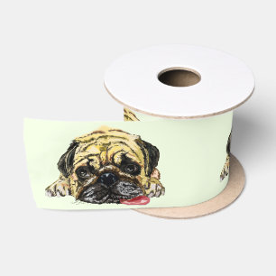 Ruban En Satin Ruban de chien de Carlin amusant