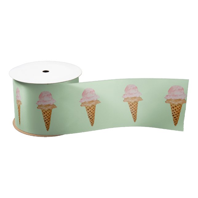 Ruban En Satin Ruban de crème glacée aquarelle (vert menthe) (Bobine)