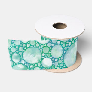 Ruban En Satin Ruban de mousse de mer turquoise  Bulles océanique