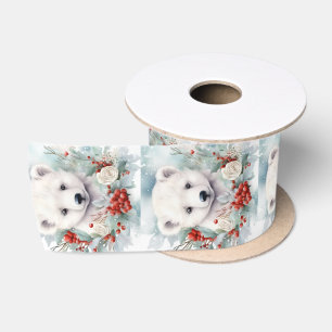 Ruban En Satin Ruban de Noël à l'ours polaire Satin