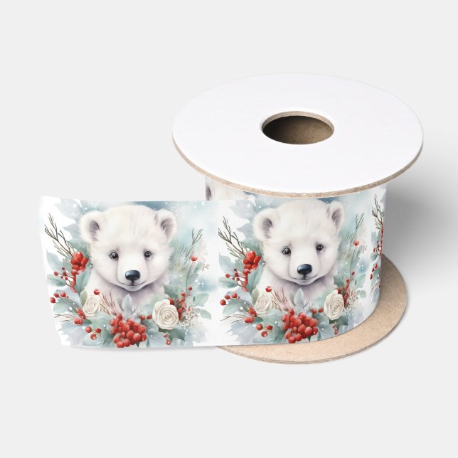 Ruban En Satin Ruban de Noël à l'ours polaire Satin (Bobine)