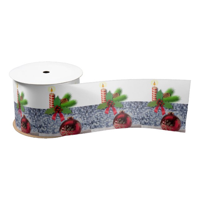 Ruban En Satin Ruban de Noël, bougie de Noël (Bobine)