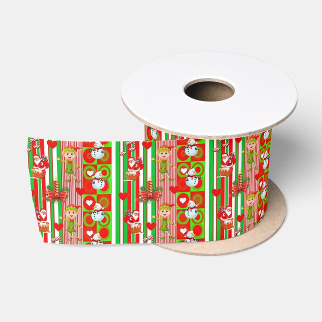 Ruban En Satin Ruban de Noël, Elf (Bobine)