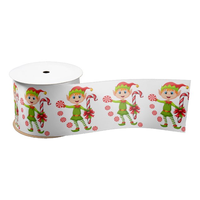 Ruban En Satin Ruban de Noël, Joyeux elfe de Noël (Bobine)