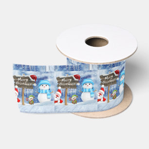 Ruban En Satin Ruban de Noël, Snowman