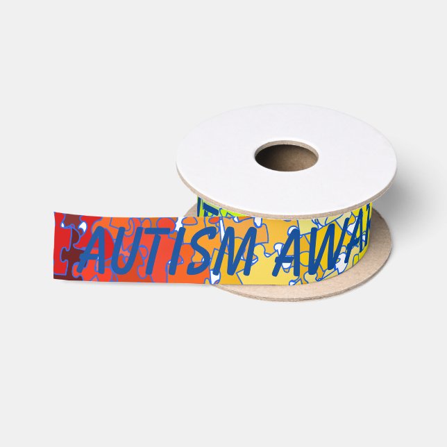 Ruban En Satin Ruban de puzzle de sensibilisation sur l'autisme (Bobine)