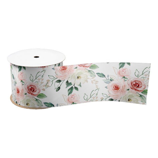 Ruban En Satin Ruban de rose rose aquarelle  (Bobine)