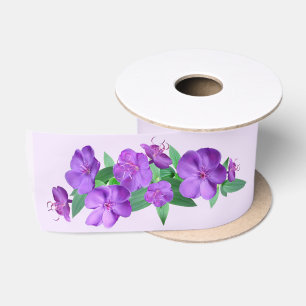 Ruban En Satin Ruban de satin à fleurs violettes
