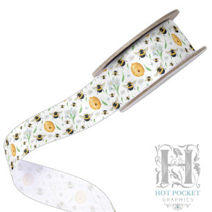 Ruban En Satin Ruban de Satin Abeilles Miel Floral