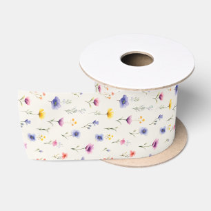 Ruban En Satin Ruban de satin aquarelle Prairie de fleurs sauvage