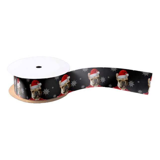 Ruban En Satin Ruban de satin de bouledogue français de Noël (Bobine)