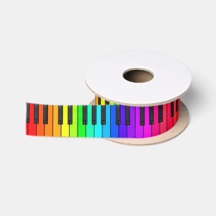 Ruban En Satin Ruban de satin de clavier de piano d'arc-en-ciel