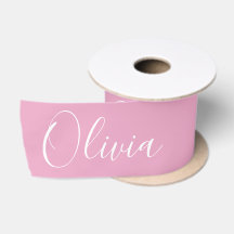 Ruban de satin élégant rose personnalisé avec nom
