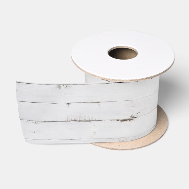 Ruban En Satin Ruban de satin ton bois blanc rustique (Bobine)