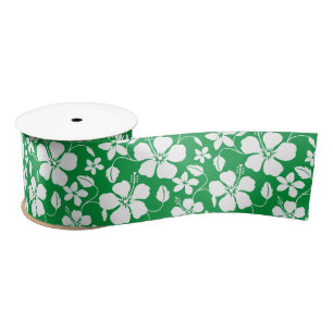 RUBAN EN SATIN RUBAN DE SATIN VERT HULA HAWAIEN (HIBISCUS)